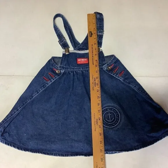 Vintage Oshkosh Denim Jean Jumper Dress Nautical Royal Marine Size 5 - Picture 8 of 11
